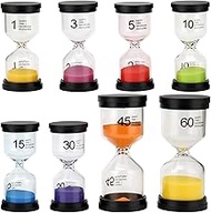 HOZEON 8 Pack Sand Timer Set, Plastic Hourglass Sand Timer, Colorful Sandglass Hourglass Sand Clock 