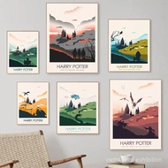 E5HN Wizard World Poster Movie Magical Magic School Art Painting Retro Canvas Paintings Decoration O