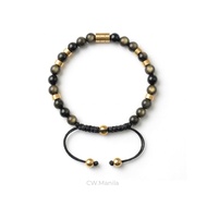 CW Manila - 0RION Adjustable Bracelet - 6mm Gold Sheen Obsidian Stone with Hematite Spacer