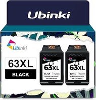 Ubinki 63XL Black Ink Cartridge High Yield for HP 63 XL 63xl Ink for HP OfficeJet 3830 4650 4655 5200 5255 5258 Envy 4510 4520 4512 4513 4516 DeskJet 1112 1110 3630 3632 3634 2130 2132 Printer(2 Pack)