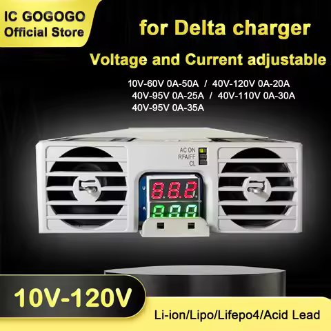 for Delta 10V to 60V 120V 48V 72V 84V 96V 50A 30A Lithium Battery Charger Lifepo4 Li-ion Current Vol