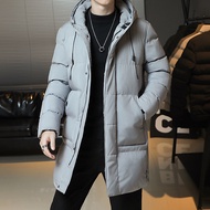 Plus Size 6XL 7XL 8XL Men's Cotton Jacket Mid Length Jacket Solid Color Hooded Jacket Winter Puffer 