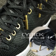 AJ1 AJ Patent Leather AF Suitable Black Waxed Metal Head Shoelace Joe 1 Black Gold Snake Pattern Sui