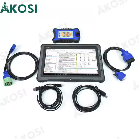 Ready to use Getac F110 tablet+Truck Diagnostic Tool for usb-link 3 j1962 adapter truck For detroit