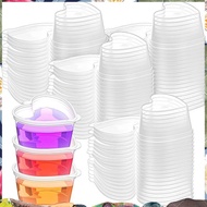 100 Sets 1.5 Oz Clear Heart Shaped Jello Cups with Lids, Small Condiment Containers, Dipping Sauce C
