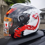 INK TERA 2 HELMET HELFACE REPAINT MOTIF ANTI VENOM DOUBLE VISOR