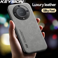 KEYSION Luxury Leather Case for HONOR X9A 5G X9 5G Soft Silicone Shockproof Phone Back Cover for Huawei Honor Magic 5 4 Lite 5G