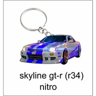 gtr gt-r r34 nitro 2d keychain