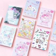 Sanrio สมุดบันทึก Kuromi Hello Kitty Cinnamoroll สมุดโน๊ตกระดาษการ์ตูนบันทึกทำนองของฉันพร้อมสติกเกอร