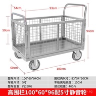 A1Cargo Trolley with Guardrail, Flatbed Cart, Handcart with Fence, Foldable Trolley for Delivery and