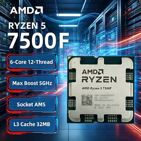 AMD Ryzen 5 7500F 3.7GHz 6-Core 12-Thread L3=32M Processor 65W R5 7500F Socket AM5 5NM DDR5 New Gami