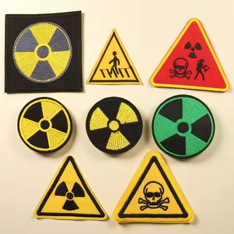 Nuclear Radiation Element Embroidery Badge Danger Warning Cloth Sticker Children's Clothing Accessor