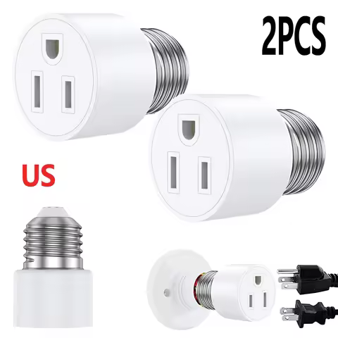 2PCS Universal Travel Adapter Light Socket 1250W Heat Resistant E26/E27 Multifunctional Flame Retard
