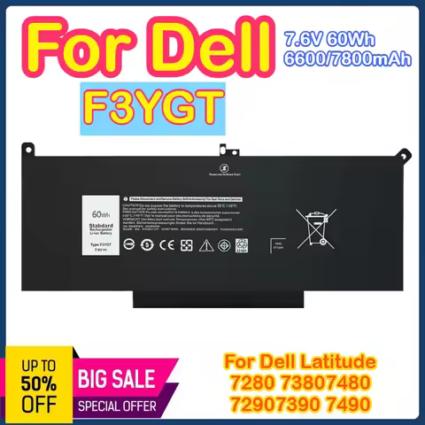 F3YGT 7480 2X39G Laptop Battery for Dell Latitude 14 7000 7480 7490 E7280 E7490 E7290 E7380 13 7000 
