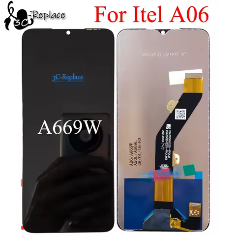Black 6.56 Inch For Itel A06 A669W LCD Display Touch Screen Digitizer Panel Assembly Replacement