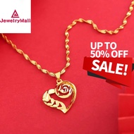 18k saudi gold pawnable legit 24k saudi gold necklace pawnable original  Heart Pendant Water Ripple necklace for women