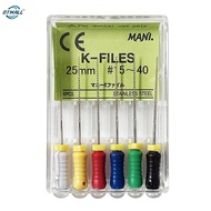 6Pcs/box Mani stainless steel K file root canal hand file 21mm/25mm/28mm/31mm