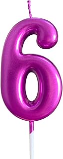 XNOVA 6th Birthday Candle Six Years Purple Happy Birthday Number 6 Candles for Cake Topper Decoratio