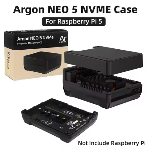 Argon NEO 5 M.2 NVME PCIE Case for Raspberry Pi 5 with Built-in Active Cooler PWM Fan Boot RPI 5 By 