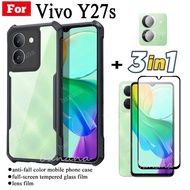 3 IN 1 Vivo Y27s anti-fall mobile phone case For Vivo Y27 4G Y36 4G 5G Y17S Y15S Y15A tempered glass film+lens film