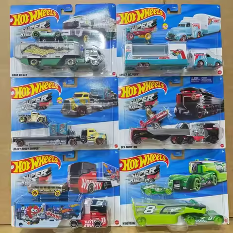 Genuine Hot Wheels Bdw51 Super Rig Serise Flat Loading Transport Truck Die Cast Model Toys Car Colle