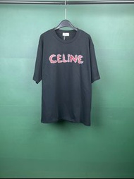 Celine tee短袖T恤短袖T恤衫CELINE印花邊緣飾水鑽短袖