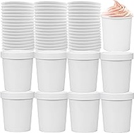 LyyGuanYoo 60 Pack Paper Ice Cream Containers with Lids, 16 Oz Take Out Hot Cold Dessert Bowl, Dispo