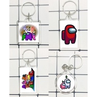 Among Us mica keychain with clear border