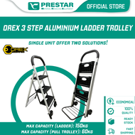 PRESTAR MHE Orex Step Ladder Aluminium 2 in 1 Chair Ladder 3 Step Ladder Foldable Ladder Trolley Troli Tangga (Up to 150kg) Anti-Slip Platform Foldable Ladder Adjustable Stainless Steel Ladder Foldable Kitchen Ladder Foldable Home Staircase Tangga Lipat