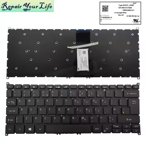 SP513 UK ES Latin French AZERTY Keyboard For Acer Spin 5 N17W6 N17W7 SP513-52N 52NP SP513-53N SP314-