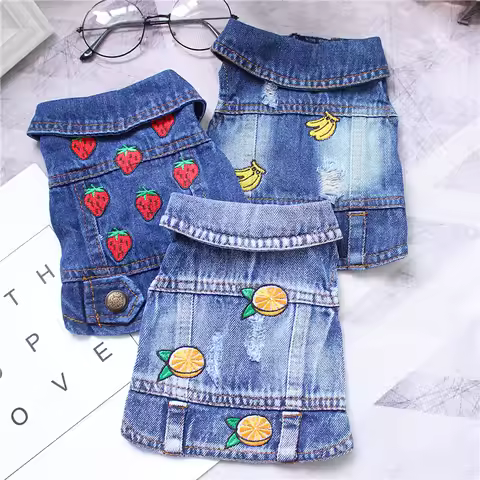 Pet Clothes Denim Dog Costume Summer Cowboy Vest Daisy Shirt Jeans Jacket Puppy Clothing for Chihuah
