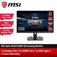 # MSI Optix MAG274QRF-QD 27" WQHD 165Hz 1ms Rapid IPS G-Sync Compatible eSports Gaming Monitor #