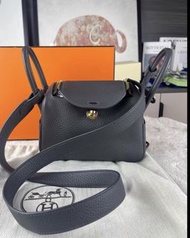Hermes mini Lindy 石板灰 金扣 W刻 裸包 五金有膜