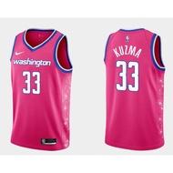 ☁✆✜【hot pressed】2023 nba jersey Washington Wizards 33# Kuzma pink basketball jersey