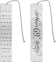 Jzxwan Happy 69th Birthday Gifts for Women Men, 69 Year Old Birthday Bookmark Gift for Him Her, Happ
