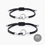S925 Silver S925 Silver Interlocking braided bracelet - fashionable distance relationship black cord