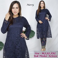 PROMO 8 8 SALE BROKEN TUNIC KEBAYA SET WOMEN'S KEBAYA / MUSLIM KEBAYA JUMBO KEBAYA 5L LD 130 CM NAVY