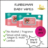 Non Alcohol Baby Wipes Wet Tissue Anti Bacteria Tisu Basah Bayi 80 Pcs