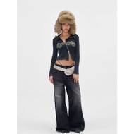 Asym Logo Knit Zip-Up – Noir - Jyosei