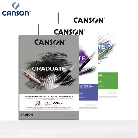 1PC CANSON Graduate Mixed Media 200gsm A5/A4/A3 Paper, Double Sided Grained and Smooth, Pad Glued Sh