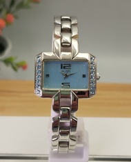 ALBA Japan รุ่น AC3Q65X1 นาฬิกา(ผู้หญิง) ทรงสี่เหลี่ยมขอบเพชร หน้าปัดสีฟ้า พร้อมส่ง รับประกัน1ปี