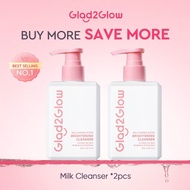 Glad2Glow 2 In 1 Milk Amino Acid Gentle Cleanser Face Wash 80ml Pembersih muka facial wash Low Ph Ge