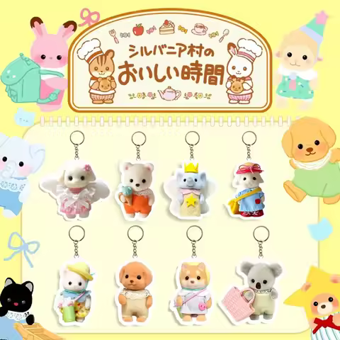 Cute Baby Acrylic Keychains Pendant Poodle Cartoon Accessories Ornament Keyrings Backpack Decoration