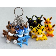 GANTUNGAN Cuero Keychain Eevee Evolution Articulation Flexi Eevee Vaporeon Jolteon Flareon Umbreon