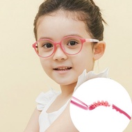 山櫻花粉無螺絲設計輕量矽膠彈性圓框UV400兒童光學濾藍光眼鏡