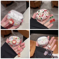 Cartoon Case for Honor Clip 2pro /LCHSE2pro / EarbudsX9/ S 2 /Earbuds 5e Case Flower Pattern &Keycha