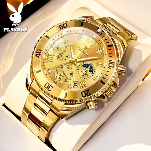 PLAYBOY 3506 Luxury Men's Watch Multi functional Waterproof Solid Stainless steel Wristwatch Man