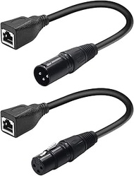 SiYear 3 Pin XLR to RJ45 Adapter DMX Cable 1 Pair,XLR to RJ45 Network Connector Extension Cable Use 