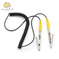 LONNGUVO Anti-Static ESD Grounding Cable, 2mm PU,Metal Coiled Cord, Black Male-to-Female 180cm / 71"