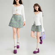 เสื้อแจ็คเก็ตผ้าซาตินปักลายหนัก KEIKO สำหรับผู้หญิง ชุดสองชิ้น สไตล์จีนโบราณ ทรงหลวม ปกโปโล แขนยาว ป